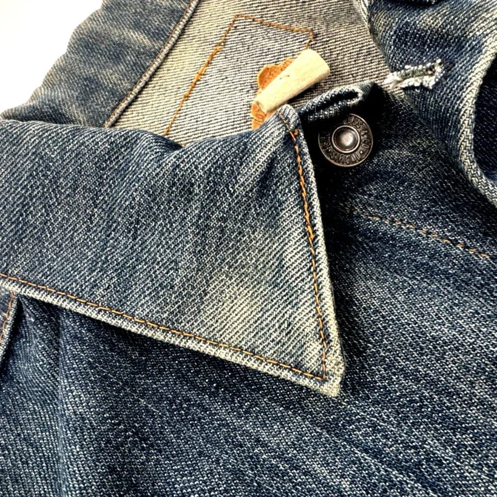 Vintage 70s Levi's Orange Tab Denim Jacket Mens CROP Small Trucker USA Indigo - Picture 9 of 16